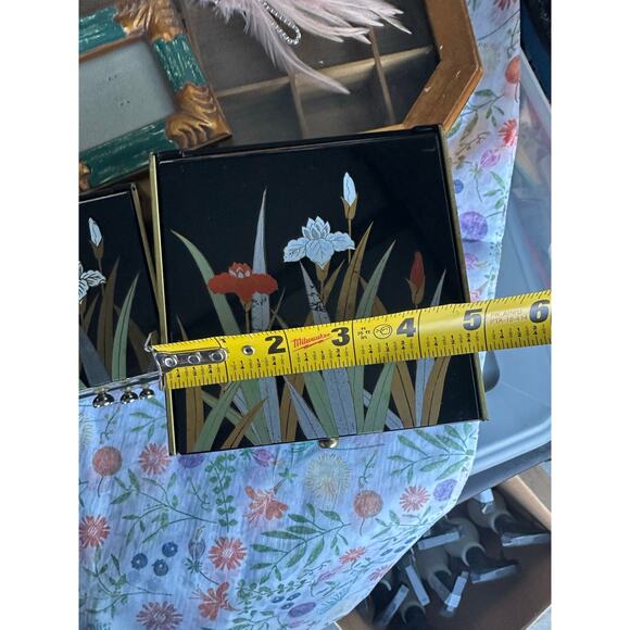 1980's Set/2 matching jewelry boxes medium small Otagiri Japanese chic vintage - Picture 9 of 9